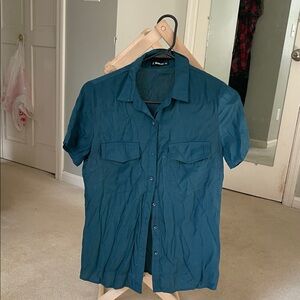 Sheilay |‎ Teal Button-Up Blouse | Medium